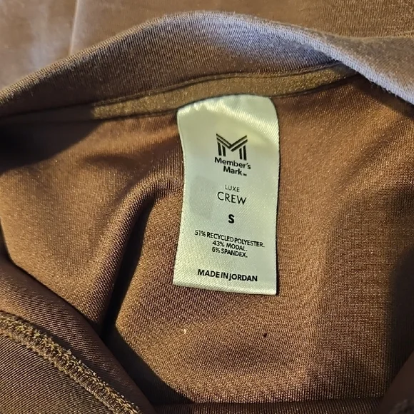 Members Mark Luxe Crew Brown Sweatshirt - Picture 2 of 2